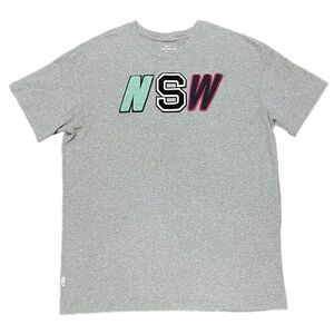 Nike Sportswear NSW Text Chenille Patch Logo Carbon Heather Grey Shirt 2XL XXL